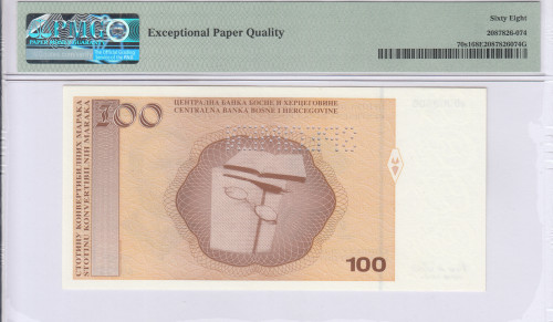 Bosnia - Herzegovina 100 Convertible Maraka 1998 P70s1 PMG68 EPQ Bosnia - Herzegovina 100 Convertible Maraka 1998 P70s1 PMG68 EPQ
