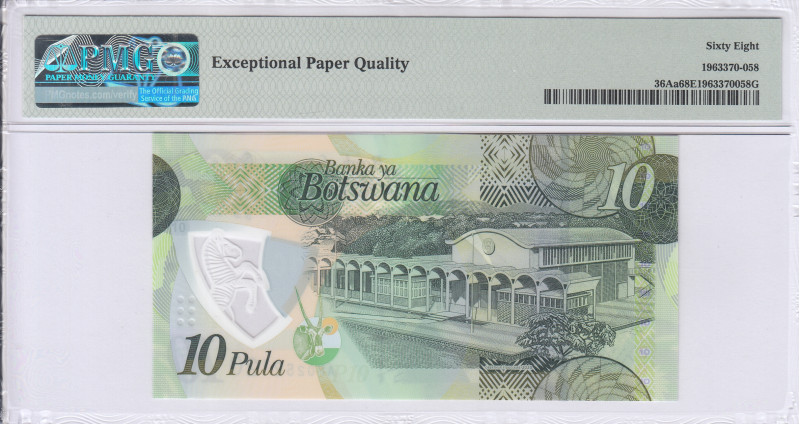 Botswana 10 Pula 2020 P36Aa PMG68 EPQ Botswana 10 Pula 2020 P36Aa PMG68 EPQ