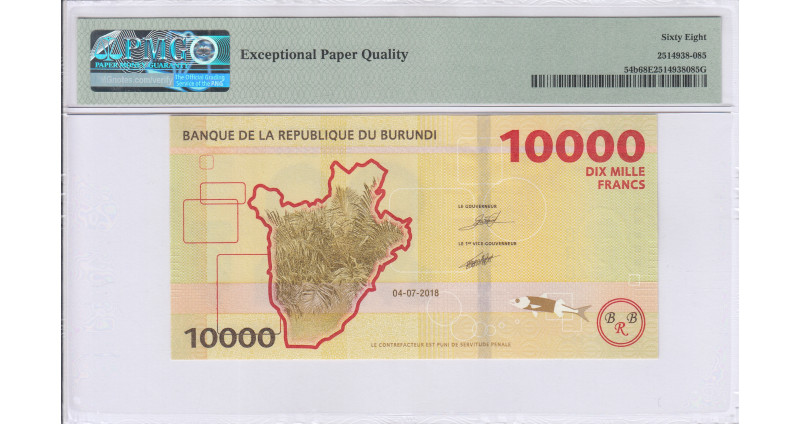 Burundi 10,000 Francs 2018 P54b PMG68 EPQ Burundi 10,000 Francs 2018 P54b PMG68 EPQ