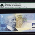 Canada 5 Dollars 2001 P101a PMG66 EPQ Canada 5 Dollars 2001 P101a PMG66 EPQ