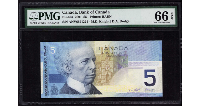 Canada 5 Dollars 2001 P101a PMG66 EPQ