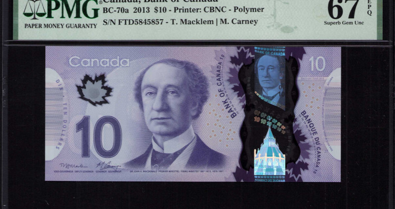 Canada 10 Dollars 2012-13 P107a PMG67 EPQ