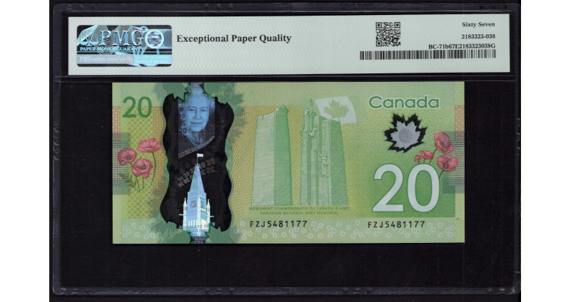 Canada 20 Dollars 2012-13 P108b PMG67 EPQ Canada 20 Dollars 2012-13 P108b PMG67 EPQ