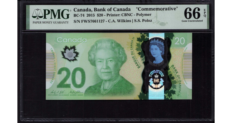 Canada 20 Dollars 2015 P111 PMG66 EPQ Commemorative