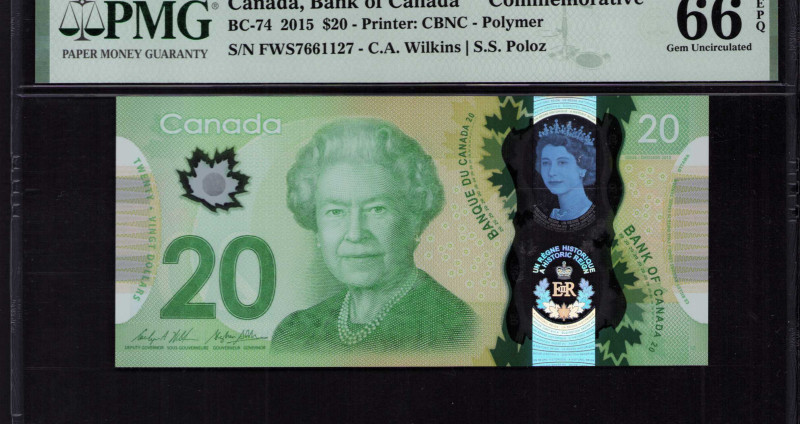 Canada 20 Dollars 2015 P111 PMG66 EPQ "Commemorative"