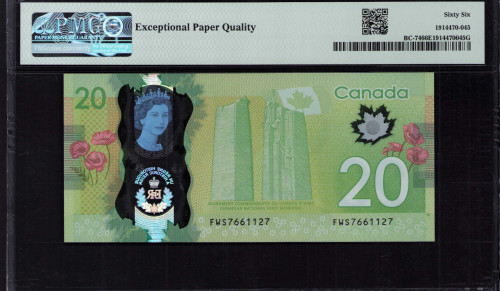 Canada 20 Dollars 2015 P111 PMG66 EPQ "Commemorative"