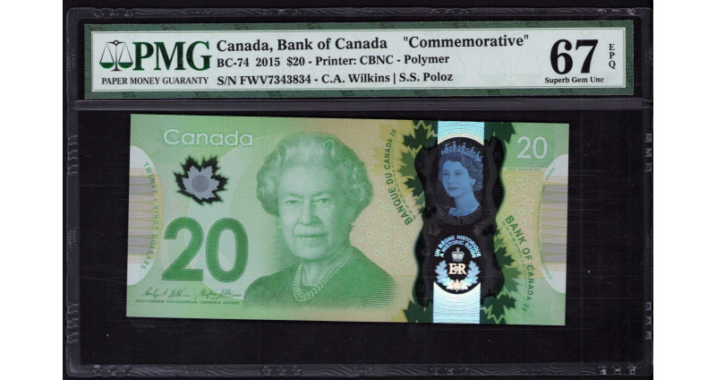 Canada 20 Dollars 2015 P111 PMG67 EPQ Commemorative