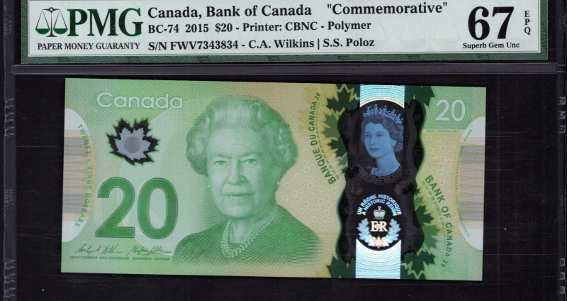 Canada 20 Dollars 2015 P111 PMG67 EPQ "Commemorative"