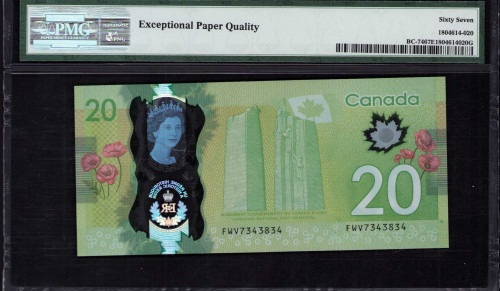 Canada 20 Dollars 2015 P111 PMG67 EPQ "Commemorative"