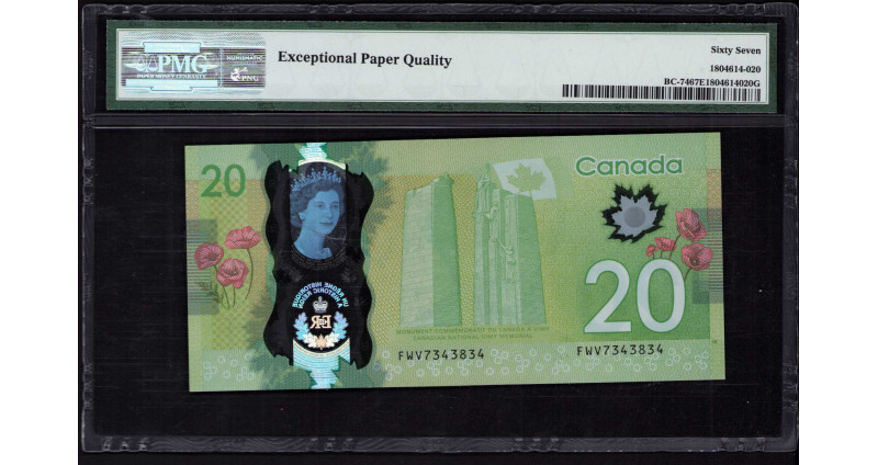 Canada 20 Dollars 2015 P111 PMG67 EPQ Commemorative Canada 20 Dollars 2015 P111 PMG67 EPQ Commemorative