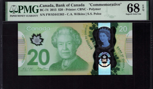 Canada 20 Dollars 2015 P111 PMG68 EPQ "Commemorative"