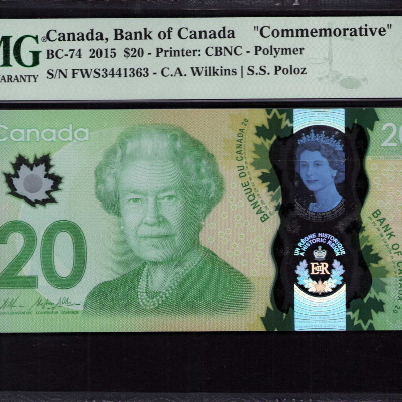 Canada 20 Dollars 2015 P111 PMG68 EPQ "Commemorative" Canada 20 Dollars 2015 P111 PMG68 EPQ "Commemorative"