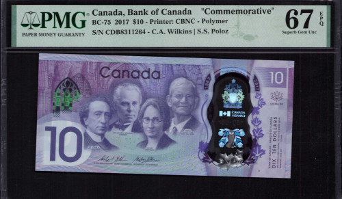 Canada 10 Dollars 2017 P112 PMG67 EPQ