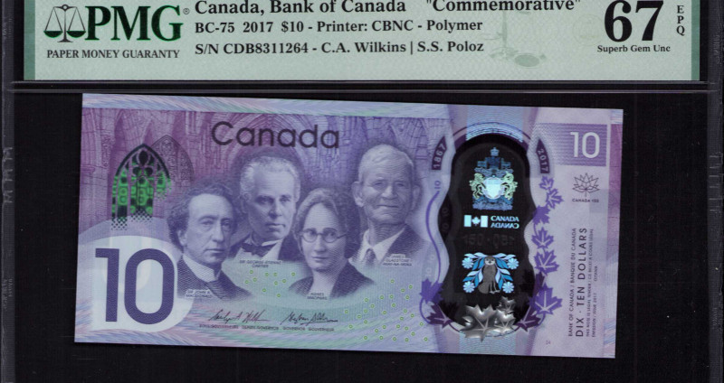 Canada 10 Dollars 2017 P112 PMG67 EPQ