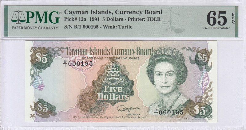 Cayman Islands 5 Dollars 1991 P12a PMG65 EPQ