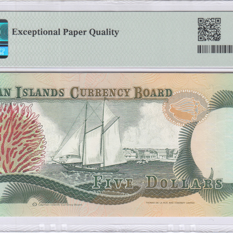 Cayman Islands 5 Dollars 1991 P12a PMG65 EPQ Cayman Islands 5 Dollars 1991 P12a PMG65 EPQ