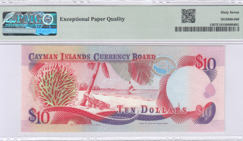 Cayman Islands 10 Dollars 1991 P13a PMG67 EPQ