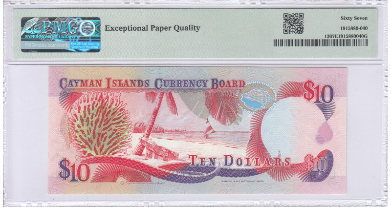 Cayman Islands 10 Dollars 1991 P13a PMG67 EPQ Cayman Islands 10 Dollars 1991 P13a PMG67 EPQ
