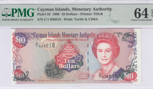 Cayman Islands  10 Dollars 1998 P23 PMG64 EPQ