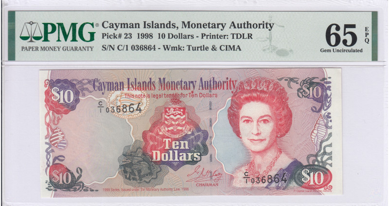 Cayman Islands  10 Dollars 1998 P23 PMG65 EPQ