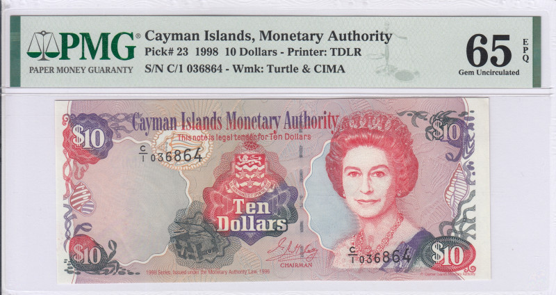 Cayman Islands  10 Dollars 1998 P23 PMG65 EPQ
