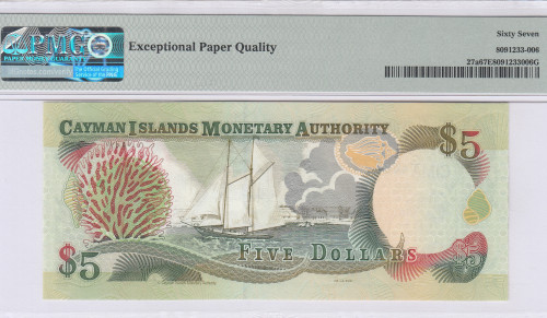 Cayman Islands 5 Dollars 2001 P27a PMG67 EPQ