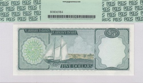 Cayman Islands 5 Dollars 1971 (1972) P2a PCGS66 PPQ