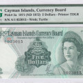Cayman Islands 5 Dollars 1971 (1972) P2a PMG64 EPQ