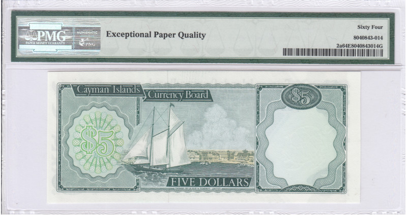 Cayman Islands 5 Dollars 1971 (1972) P2a PMG64 EPQ Cayman Islands 5 Dollars 1971 (1972) P2a PMG64 EPQ