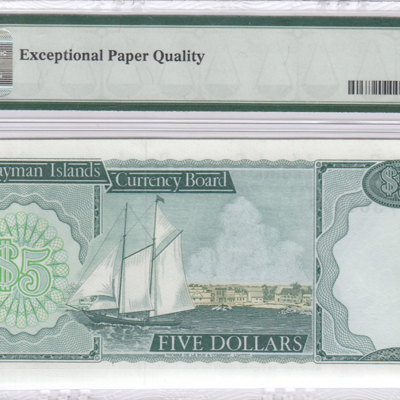 Cayman Islands 5 Dollars 1971 (1972) P2a PMG66 EPQ Cayman Islands 5 Dollars 1971 (1972) P2a PMG66 EPQ