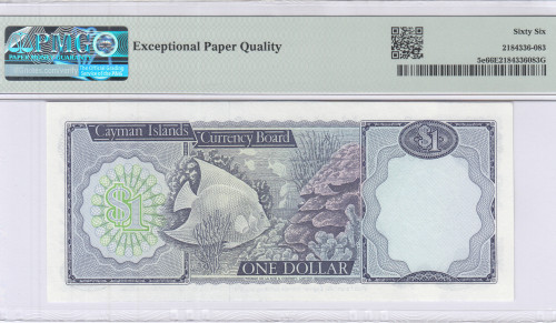 Cayman Islands 1 Dollar 1974 (ND1985) P5e PMG66 EPQ