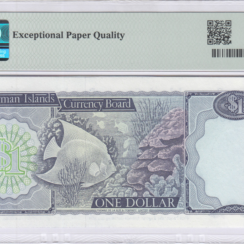 Cayman Islands 1 Dollar 1974 (ND1985) P5e PMG66 EPQ Cayman Islands 1 Dollar 1974 (ND1985) P5e PMG66 EPQ