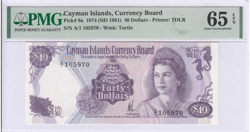 Cayman Islands 40 Dollars 1974 (1981) P9a PMG65 EPQ Cayman Islands 40 Dollars 1974 (1981) P9a PMG65 EPQ