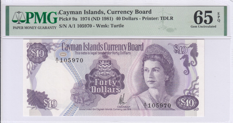 Cayman Islands 40 Dollars 1974 (1981) P9a PMG65 EPQ