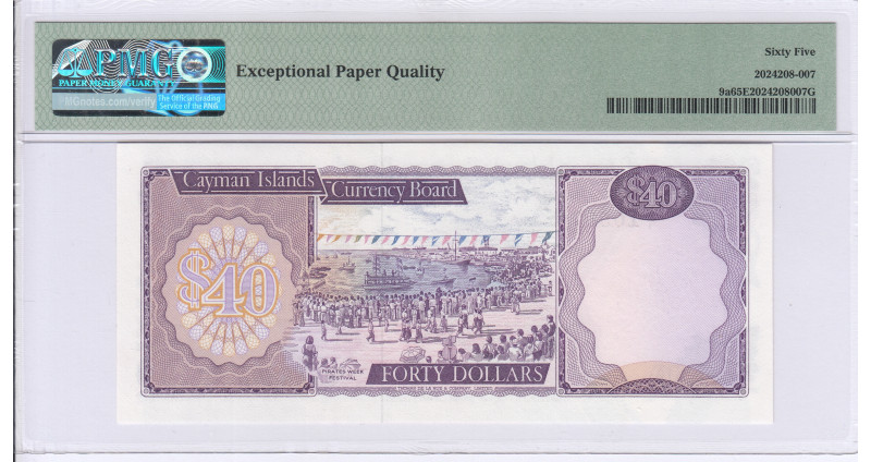 Cayman Islands 40 Dollars 1974 (1981) P9a PMG65 EPQ Cayman Islands 40 Dollars 1974 (1981) P9a PMG65 EPQ
