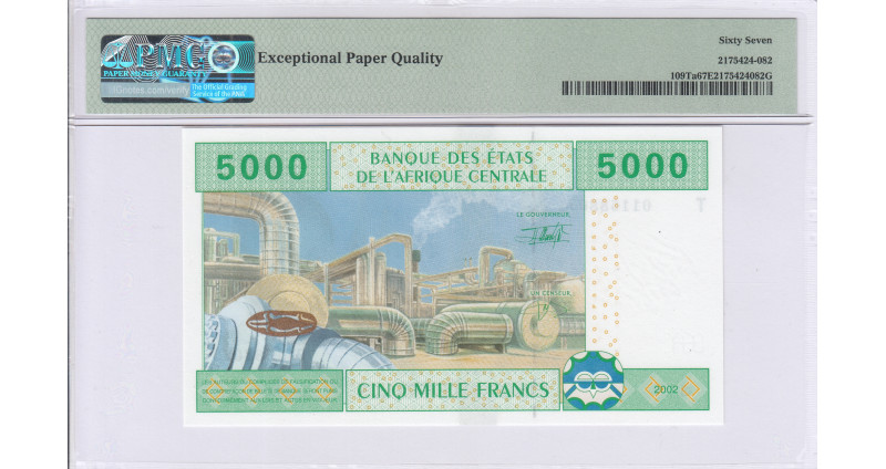 Central African States / Congo 5000 Francs 2002 P109Td PMG66 EPQ Central African States / Congo 5000 Francs 2002 P109Td PMG66 EPQ