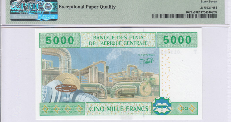 Central African States / Congo 5000 Francs 2002 P109Td PMG66 EPQ Central African States / Congo 5000 Francs 2002 P109Td PMG66 EPQ