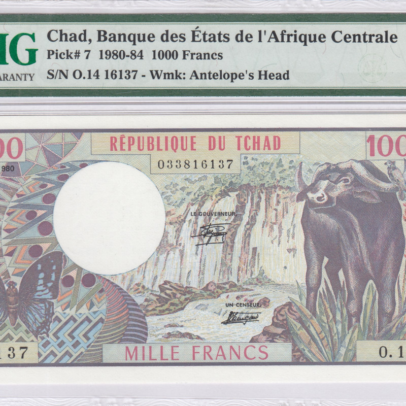 Chad 1000 Francs 1980 P7 PMG64 EPQ Chad 1000 Francs 1980 P7 PMG64 EPQ