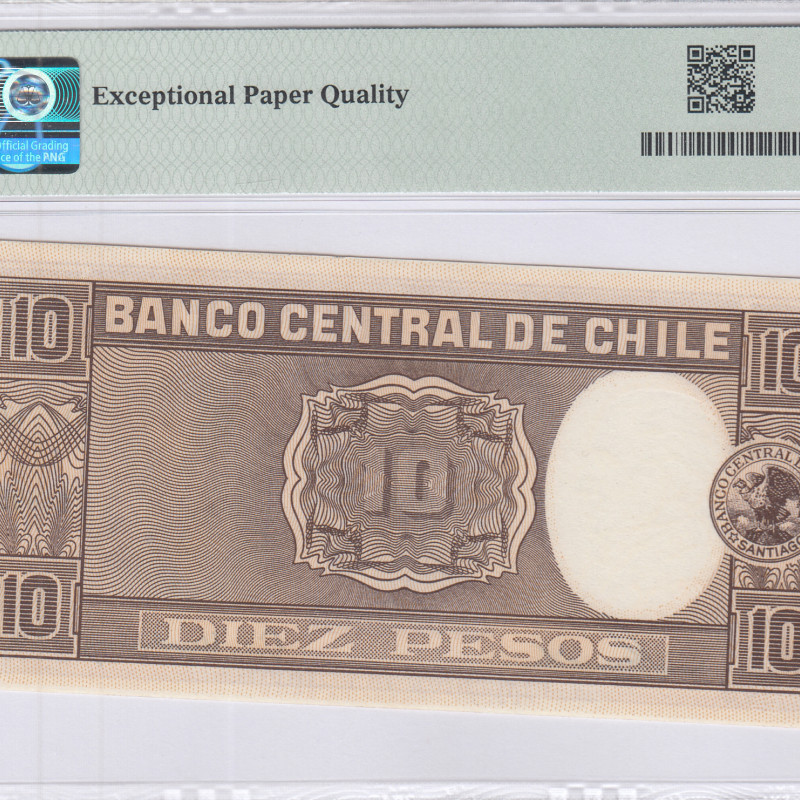 Chile 10 Pesos : 1 Condor ND 1958-59 P120 PMG65 EPQ Chile 10 Pesos : 1 Condor ND 1958-59 P120 PMG65 EPQ