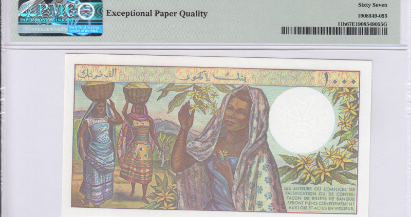 Comoros 1000 Francs1984 P11b PMG67 EPQ Comoros 1000 Francs1984 P11b PMG67 EPQ