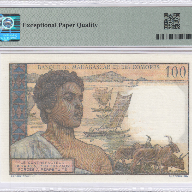 Comoros 100 Francs ND 1963 P3b PMG66 EPQ Comoros 100 Francs ND 1963 P3b PMG66 EPQ