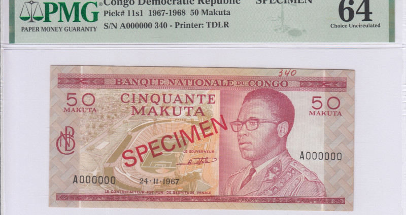 Congo Democratic Republic 50 Makuta 1967-1968 P11s1 PMG64 Congo Democratic Republic 50 Makuta 1967-1968 P11s1 PMG64