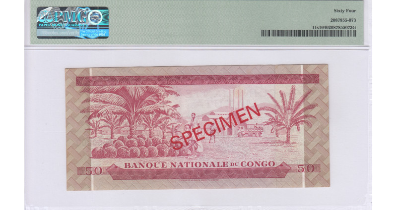 Congo Democratic Republic 50 Makuta 1967-1968 P11s1 PMG64 Congo Democratic Republic 50 Makuta 1967-1968 P11s1 PMG64