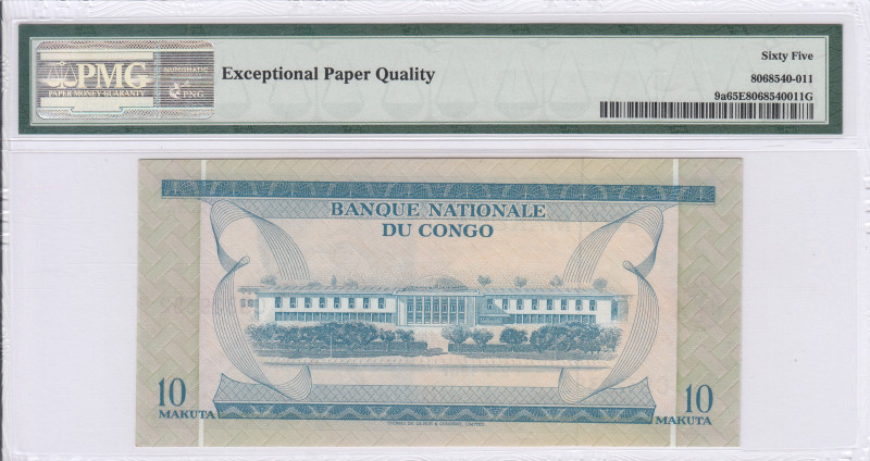 Congo Democratic Republic 10 Makuta 2.1.1967 P9a PMG65 EPQ Congo Democratic Republic 10 Makuta 2.1.1967 P9a PMG65 EPQ