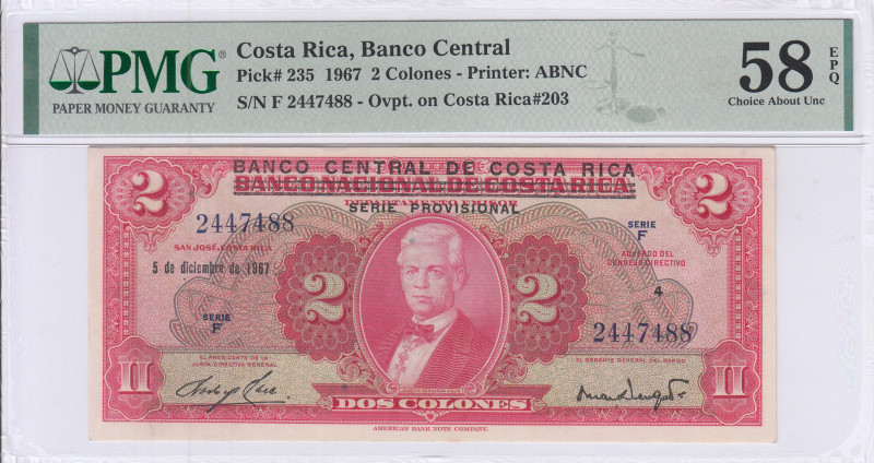 Costa Rica 2 Colones 5.12.1967 P235 PMG58 EPQ Costa Rica 2 Colones 5.12.1967 P235 PMG58 EPQ