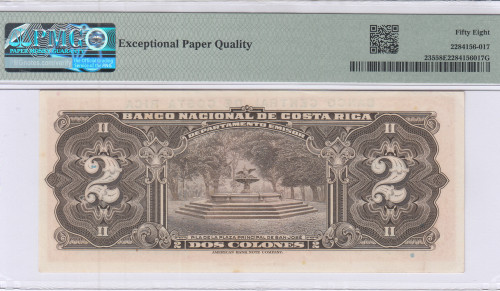 Costa Rica 2 Colones 5.12.1967 P235 PMG58 EPQ