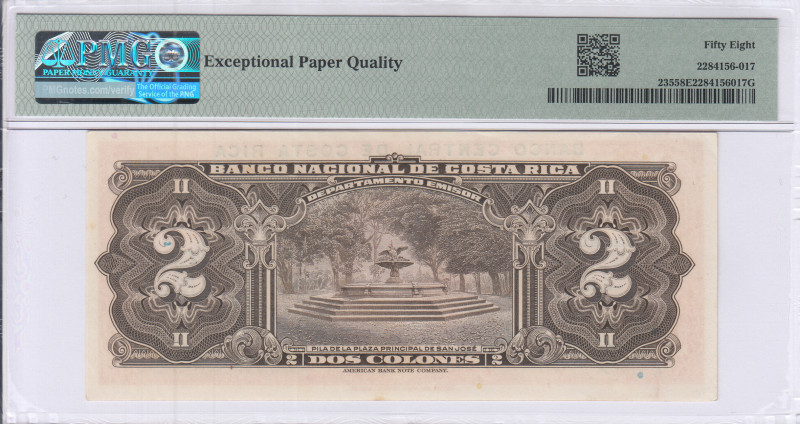 Costa Rica 2 Colones 5.12.1967 P235 PMG58 EPQ Costa Rica 2 Colones 5.12.1967 P235 PMG58 EPQ