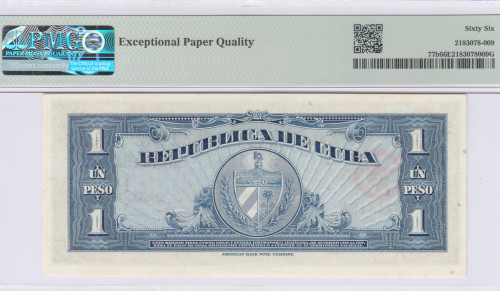 Cuba 1 Peso 1960 P77b PMG66 EPQ