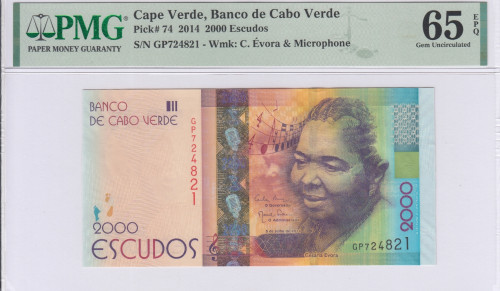 Cape Verde 2000 Escudos 5.7.2014 P74 PMG65 EPQ
