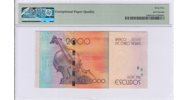 Cape Verde 2000 Escudos 5.7.2014 P74 PMG65 EPQ Cape Verde 2000 Escudos 5.7.2014 P74 PMG65 EPQ